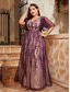 preiswerte Semi-formal / Cocktail-A-Linie Abendkleid Elegantes Kleid Formelles Hochzeitsbodenlängesärge Kurzarm V-Ausschnitt Tüll mit Blumenmuster