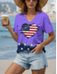 abordables Top jour de l’indépendance-Jour de l&#039;Indépendance T-Shirt Femme Patriote Quatrième Juillet Graphic Coeur Drapeau Américain Vintage Élégant Classique À Manches Courtes Col V Regular Tops Quotidien Imprimé Blanc Rose Rouge Bleu