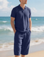 voordelige Vakantie-Voor heren Poloshirts Golfshirt Buiten Alledaagse kleding Revers Korte mouw Modieus Hawaii Effen 2-stuks Zomer Normale pasvorm Zwart Wit Marineblauw Khaki Leger Groen Licht Luchtblauw Poloshirts