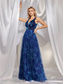 cheap BLUE-A-Line Quinceanera Dresses Elegant Dress Formal Wedding Floor Length Sleeveless V Neck Tulle V Back with Crystals Slit 2025