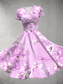 abordables Robes fleuries-Femmes Robe Midi Robe d&#039;été Robe ajustée et évasée Fête Occasionnel Quotidien Fête Coupe régulière Fleuri Graphique Manche Courte Col en V Rose Claire Bleu Violet Vert Été
