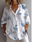 cheap Floral Tops-Women&#039;s Shirt Long Sleeve Button Down Blouse Blouse Floral Graphic Leaf Vintage Daily Stylish Shirt Collar Regular Tops Daily Holiday Going out Buttons Grass Green Light Green Light Blue Summer