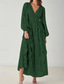 cheap Floor Length-A-Line Mother of the Bride Dress Elegant Simple Minimalist V Neck Wedding Guest Dress Floor Length Floral Chiffon Lace Long Sleeve with Ruched Cascading Ruffles