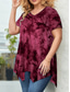 Недорогие Футболки больших размеров-Жен. Большие размеры Верхушки Блуза Узоры тай-дай С принтом С короткими рукавами V-образный вырез Мода Уличный стиль Повседневные выходные Полиэстер Лето Винный Лиловый