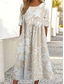 preiswerte Blumenkleid-Damen Midikleid Sommerkleid A Linie Kleid Urlaub Lässig Täglich Date Ausgehen Normale Passform Blumen Grafik Kurzarm Rundhalsausschnitt Rosa Blau Grün Beige Sommer Frühling