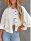 abordables Chaquetas camiseras-Mujer Chaqueta casual Cómodo Transpirable Bolsillo Botones Casual Plano Vacaciones Calle Casual Ropa Cotidiana Botonadura Simple Corto Cuello Vuelto Ajuste regular Manga Larga Ropa de calle Negro