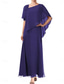 cheap Floor Length-A-Line Mother of the Bride Dress Elegant Simple Square Neck Ankle Length Chiffon Short Sleeve with Solid Color