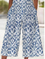 cheap Print Jumpsuit-Women&#039;s Normal Jumpsuit Active Abstract Half Sleeve Wide Leg Round Neck Pocket Print Vacation Daily Regular Fit Blue Summer