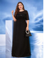 voordelige Zwart-A-Lijn Plus Size Jurken Elegante Curve Jurk Formele Bruiloft Vloerlengte Halve Mouw Rundhals Chiffon met Beading 2025