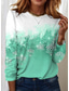 abordables Camiseta floral-Sudadera de mujer con estampado de copos de nieve de invierno, manga larga, cuello redondo, azul degradado, informal, cómoda, ajuste regular, temporada festiva, top acogedor