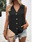 voordelige Effen Tanktop-Dames Hemdje Tanktop Effen Kleur Dagelijks Stijlvol Casual Mouwloos Overhemdkraag Normale tops Dagelijks Knop Zwart Wit Wijn blauw Groen Zomer
