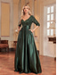 cheap BLACK-A-Line Quinceanera Dresses Elegant Dress Formal Wedding Floor Length Long Sleeve V Neck Polyester with Sequin 2025