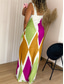preiswerte Streifen- und geometrische Kleider-Damen Maxikleid Etui-Kleid Unterkleid Urlaub Lässig Boho Outdoor Ausgehen Normale Passform Geometrisch Ärmellos Spaghettiträger Gelb Wein Purpur Grün Sommer