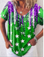 cheap Independence Day Top-Women&#039;s Patriotic  T Shirt Graphic Flag Stylish Casual Short Sleeve V Neck Regular Tops Daily Print Royal Blue Blue Fuchsia Green Summer Spring