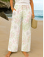 cheap Wide Leg &amp; High Waisted-Women&#039;s Culottes Wide Leg Vacation Vintage Ethnic Style Full Length High Waist Floral Graphic Quick Dry Breathability Soft Inelastic Formal Outdoor Vacation Pink Purple Green Summer Spring Loose Fit