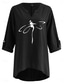 economico Camicie-Per donna Camicie di cotone e lino Libellula Essenziale Casual Manica Lunga Scollo a V Top Regolari Quotidiano Stampato Nero Blu marino Azzurro cielo Estate Autunno