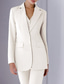 cheap Mom&#039;s Pant Suits-Jumpsuit / Pantsuit 3 Piece Pantsuit Mother of the Bride Tailored Jacket Blazer Elegant Vintage Simple Lapel Floor Length Crepe Stretch Fabric Long Sleeve with Buttons