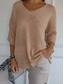 cheap Plain tee-Women&#039;s Blouse Solid Color Basic Casual 3/4 Length Sleeve V Neck Regular Tops Daily Black Yellow Red Green Apricot Fall Winter