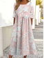 preiswerte Blumenkleid-Damen Midikleid Sommerkleid A Linie Kleid Urlaub Lässig Täglich Date Ausgehen Normale Passform Blumen Grafik Kurzarm Rundhalsausschnitt Rosa Blau Grün Beige Sommer Frühling