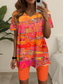 abordables Ensembles courts pour femmes-Ensembles de mode pour femmes en 2 pièces t-shirt et shorts manches courtes col en V impression graphique géométrique décontracté quotidien bleu vert été coupe régulière