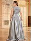 cheap CHAMPAGNE-A-Line Plus Size Dresses Elegant Curve Dress Formal Wedding Floor Length Short Sleeve V Neck Satin Backless with Pleats 2025