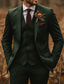 cheap Wedding Suits-Men&#039;s Wedding Suits Dark Green Fashion Formal Solid Colored Standard Fit 3 Piece Single Breasted Two-buttons