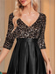 cheap BLACK-A-Line Quinceanera Dresses Elegant Dress Formal Wedding Floor Length Long Sleeve V Neck Polyester with Sequin 2025