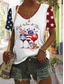 cheap Independence Day Top-Women&#039;s Patriotic  T Shirt Graphic Animal Flag Stylish Casual Short Sleeve V Neck Regular Tops Daily Print Black Red Blue Summer Spring