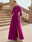 cheap GREEN-A-Line Evening Gown Elegant Dress Formal Wedding Guest Floor Length Long Sleeve Shirt Collar Pocket Satin with Slit 2025