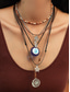 ieftine Colier de damă-Set de colier boho cu talismane stratificate pentru femei – pandantive multistrat cu ochi rău, soare și stea și choker cu mărgele, pentru modă spirituală, festivaluri și purtare zilnică