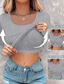 cheap Plain tee-Women&#039;s Shirt Solid Color Stylish Casual Long Sleeve Crew Neck Regular Tops Daily Black Red Green Khaki Gray Summer Spring