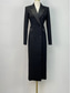 preiswerte Smokingkleider-Damen Smokingkleid Mantel Formell Hochzeitsgast Formeller Abend Satin Elegant Langarm Knöchellänge Hemdkragen Doppelreihig