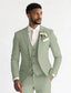 cheap Wedding Suits-Men&#039;s Wedding Linen Suits Sky Blue Sage Fashion Formal Solid Colored Standard Fit 3 Piece Single Breasted Two-buttons