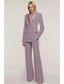 cheap Mom&#039;s Pant Suits-Pantsuit Mother of the Bride  Tuxedo  Wedding Guest Elegant Ankle Length Long Sleeve with Buttons Solid Color free custom size