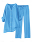 voordelige Blousepakken voor dames-Dames Modieus Streetwear Dagelijks Broeken Sets Lange mouw Overhemdkraag Effen Vakantie Casual Dagelijks Geel Blozend Roze blauw Lente Ruim Passend