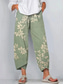 cheap Straight-Leg Pants-Women&#039;s Chinos Baggy Pants Vacation Vintage Ethnic Style Ankle-Length High Waist Floral Graphic Plants Patchwork Drawstring Printing Breathable Micro-elastic Vacation Casual Daily White Light Green