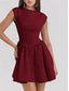 cheap Plain Dress-Women&#039;s Mini Dress Fit And Flare Dress Elegant Party Cocktail Wedding Outdoor Party Regular Fit Solid Color Sleeveless Crew Neck Black White Wine Summer