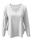 cheap Plain tee-Women's Blouse Eyelet Solid Color Basic Casual Long Sleeve V Neck Regular Tops Daily Black White Pink Khaki Summer