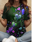 cheap Floral tee-Women&#039;s T Shirt Heart Floral Graphic Vintage Stylish Classic Short Sleeve Crew Neck Round Neck Regular Tops Daily Print Pink Red Blue Purple Brown Summer