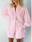 abordables Ensembles-Femmes Mode Streetwear Quotidien Ensembles de Shorts manche longue Col de chemise Couleur Unie Occasionnel Quotidien Tenue quotidienne Blanche Rose Claire Bleu Été Coupe Ample