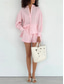 abordables Ensembles-Femmes Mode Streetwear Quotidien Ensembles de Shorts manche longue Col de chemise Couleur Unie Occasionnel Quotidien Tenue quotidienne Blanche Rose Claire Bleu Été Coupe Ample