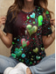 cheap Floral tee-Women&#039;s T Shirt Heart Floral Graphic Vintage Stylish Classic Short Sleeve Crew Neck Round Neck Regular Tops Daily Print Pink Red Blue Purple Brown Summer