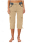 cheap Pants-Women&#039;s Cargo Pants Vacation Fashion Streetwear Calf-Length High Waist Plain Pocket Comfy Soft Comfortable Micro-elastic Outdoor Street Yellow-Brown Black White Orange Summer Regular Fit