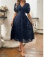 cheap Plain Dress-Women&#039;s Midi Dress A Line Dress Vacation Casual Boho Outdoor Going out Beach Loose Fit Solid Color Long Sleeve V Neck Black Red Blue Brown Summer Spring