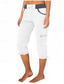 cheap Pants-Women&#039;s Cargo Pants Vacation Fashion Streetwear Calf-Length High Waist Plain Pocket Comfy Soft Comfortable Micro-elastic Outdoor Street Yellow-Brown Black White Orange Summer Regular Fit