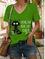 cheap Humor&amp;Quotes tee-Women&#039;s T Shirt Graphic Animal Cat Vintage Stylish Classic Short Sleeve V Neck Regular Tops Daily Print Black White Pink Red Blue Summer Spring