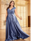 cheap CHAMPAGNE-A-Line Plus Size Dresses Elegant Curve Dress Formal Wedding Floor Length Short Sleeve V Neck Satin Backless with Pleats 2025