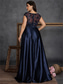 cheap BLUE-A-Line Plus Size Dresses Elegant Curve Dress Formal Wedding Floor Length Sleeveless Crew Neck Satin with Pleats 2025