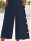 cheap Casual Jumpsuits-Women&#039;s Normal Jumpsuit Active Solid Color Half Sleeve Wide Leg V Neck Buttons Pocket Vacation Daily Regular Fit Navy Blue Summer