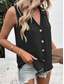 voordelige Effen Tanktop-Dames Hemdje Tanktop Effen Kleur Dagelijks Stijlvol Casual Mouwloos Overhemdkraag Normale tops Dagelijks Knop Zwart Wit Wijn blauw Groen Zomer